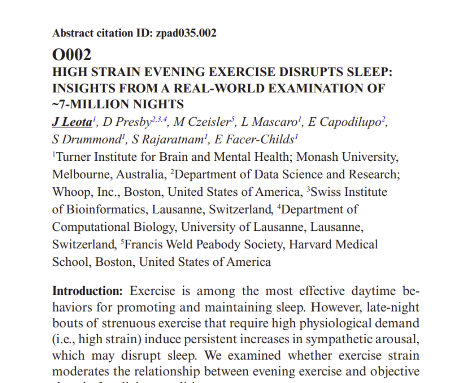 High strain evening exercise