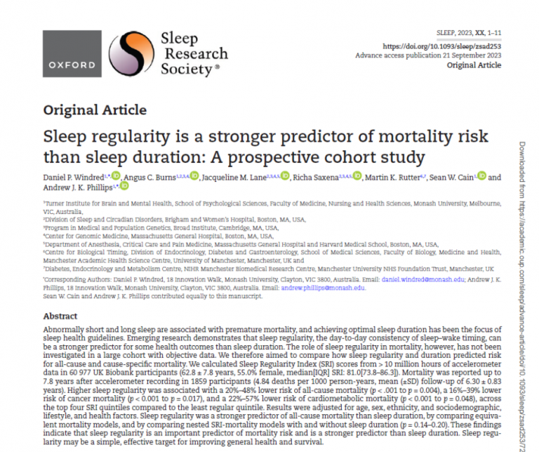 Sleep regularity is a stronger predictor of mortality risk than sleep ...