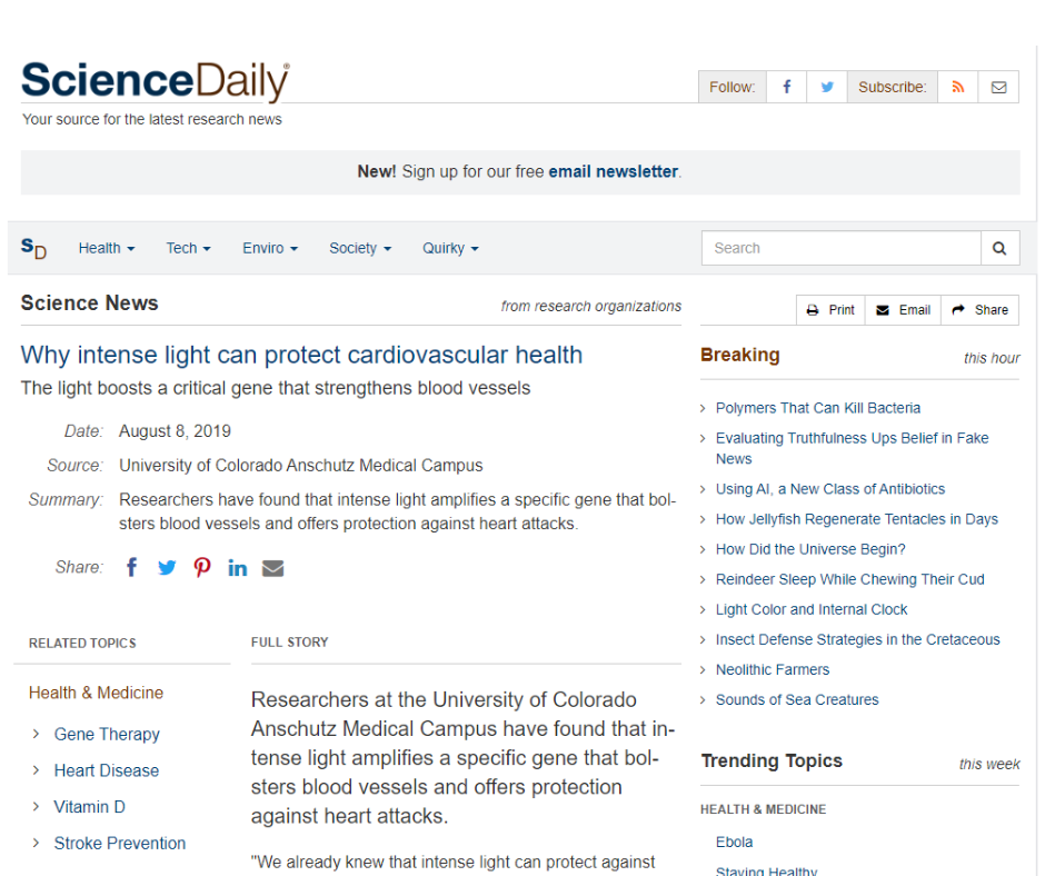Why intense light can protect cardiovascular health
