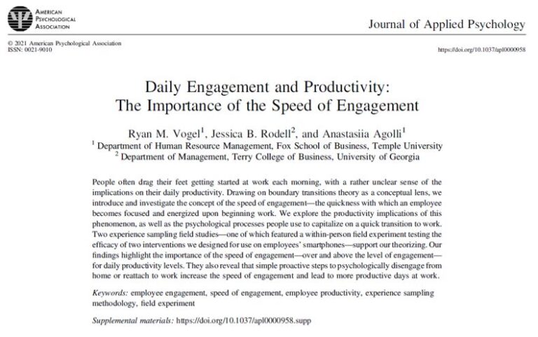 Daily Engagement and Productivity